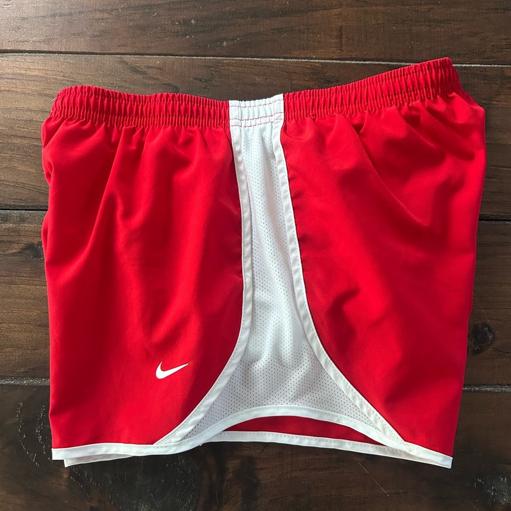 Nike Red and White Athletic Shorts Girls Large - Like new